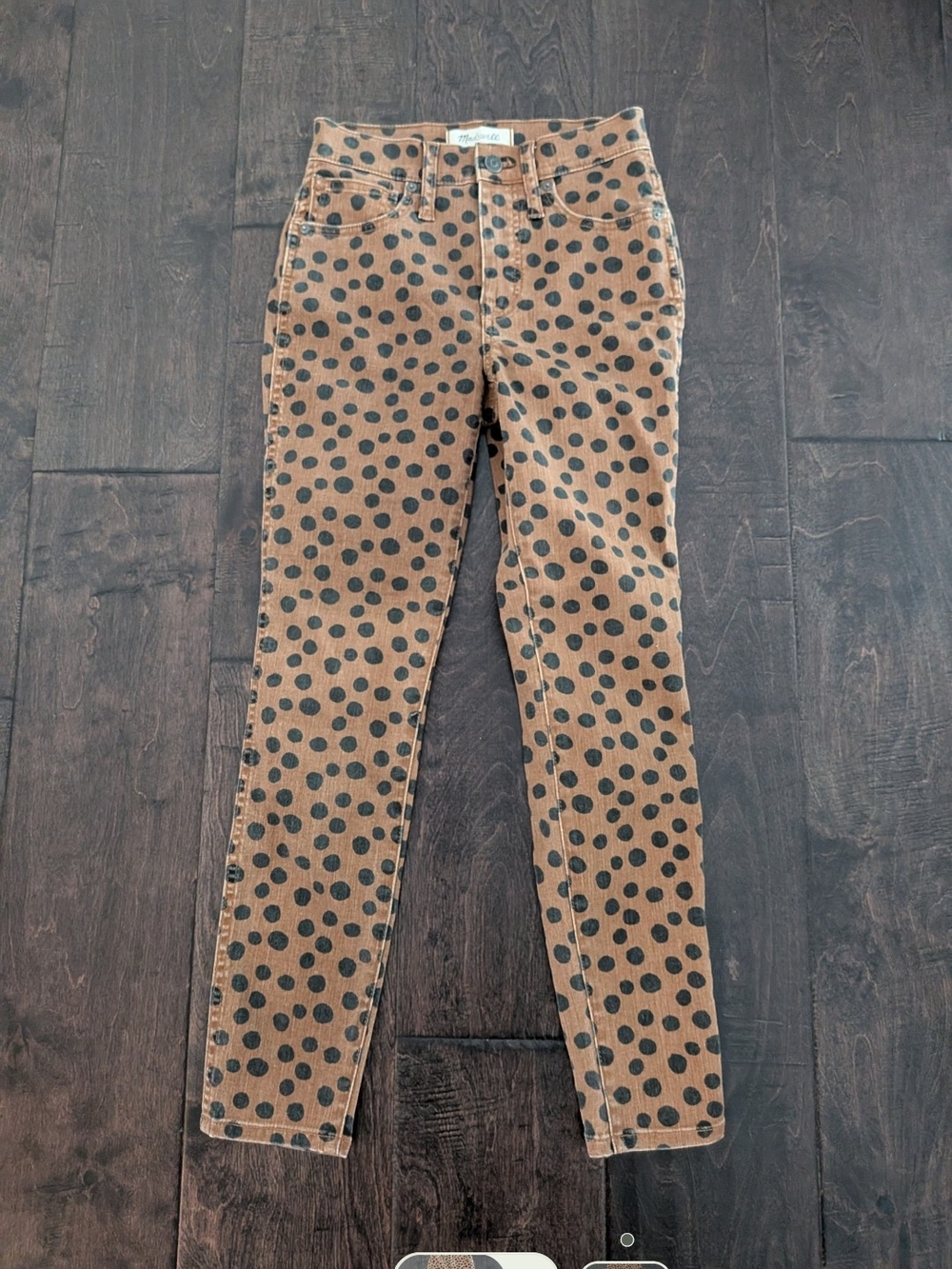 Madewell Brown Denim with Black Polka Dots
